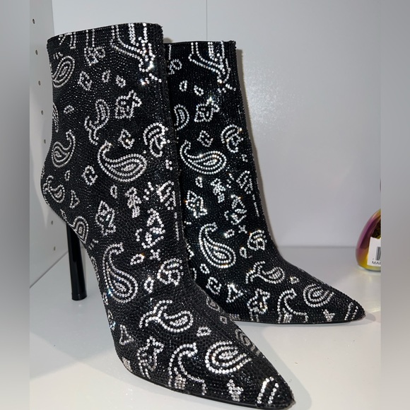 Steve Madden Embellished Paisley Print Booties - Picture 3 of 6